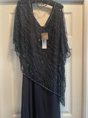 J Kara 14W Pop Over Beaded Long Dress